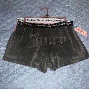 2 Pack Juicy Couture XL Pink & Gray Velour Logo Studded Embossed Lounge Shorts